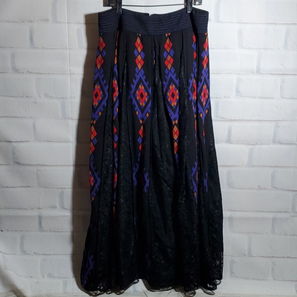Wayward Fancies eShakti L-14 black lace long skirt